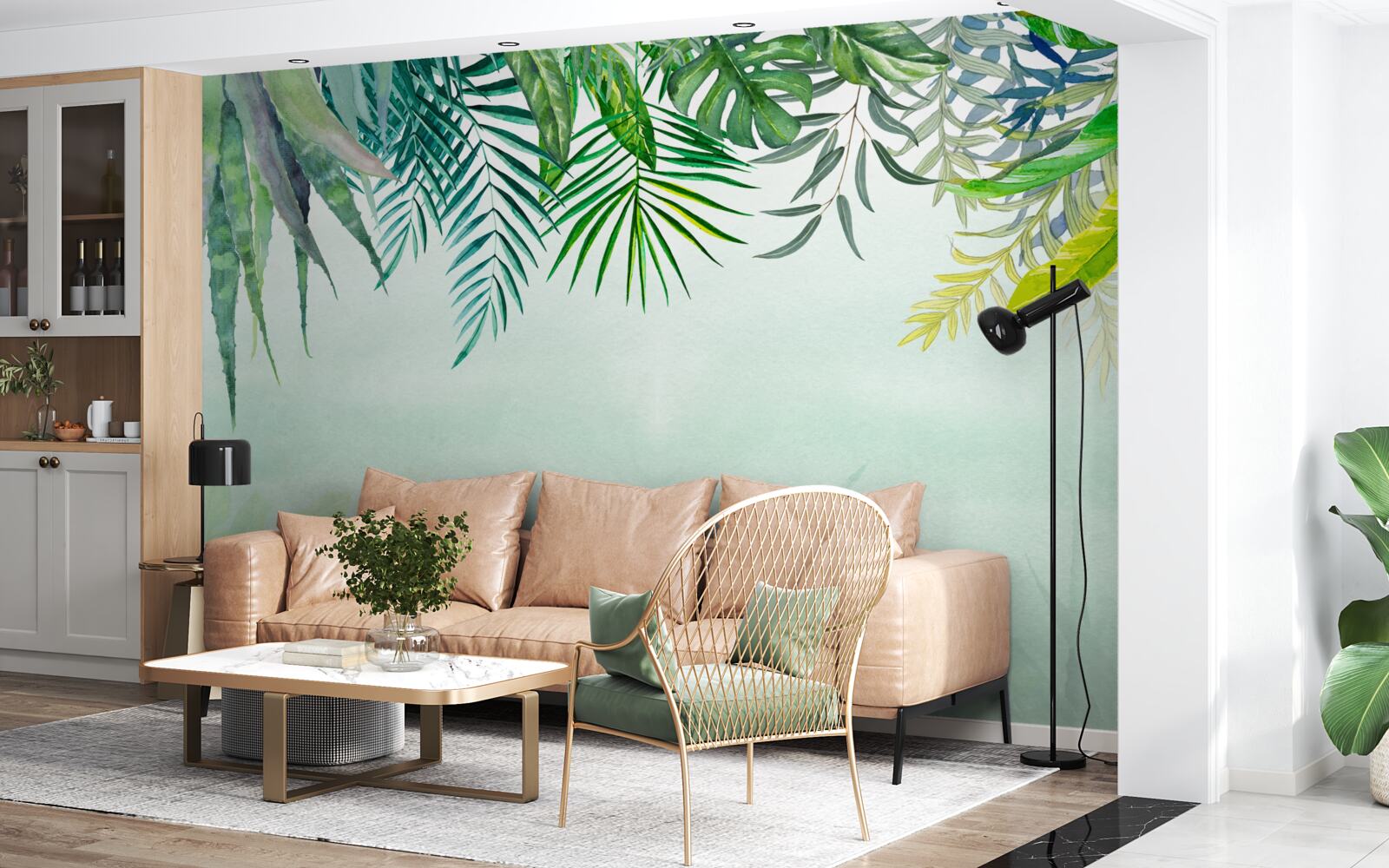 Фотошпалери ранковий туман у тропічній зелені