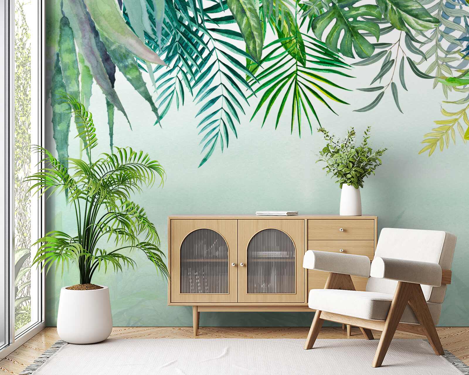 Фотошпалери ранковий туман у тропічній зелені