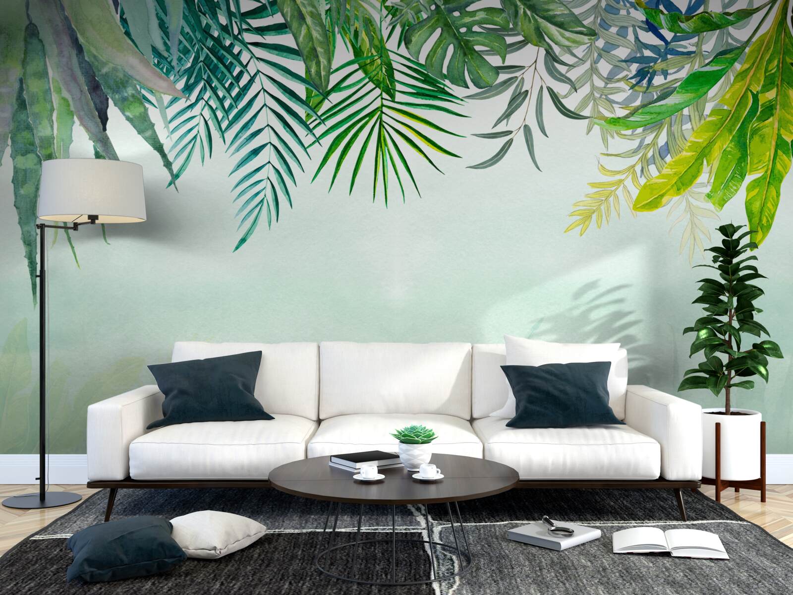 Фотошпалери ранковий туман у тропічній зелені