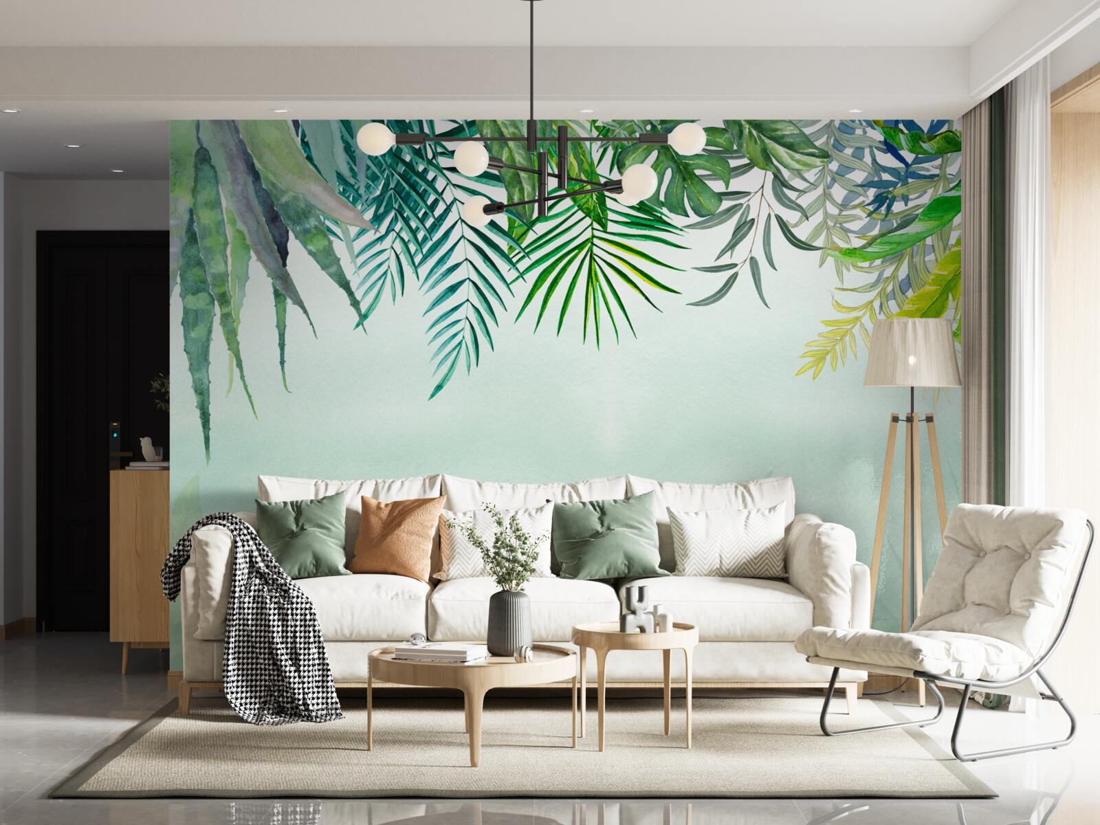 Фотошпалери ранковий туман у тропічній зелені