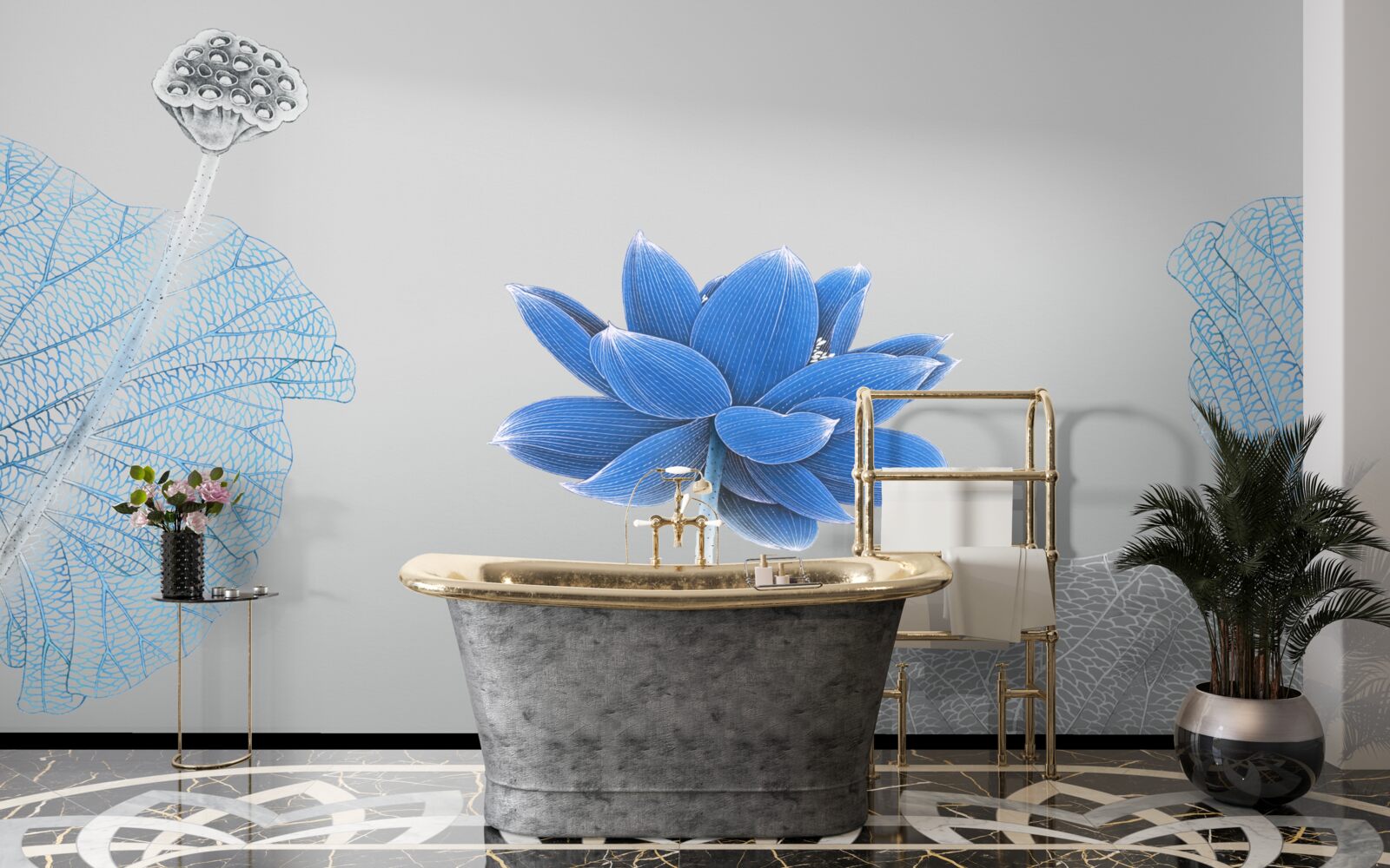 Фотошпалери синя скляна квітка