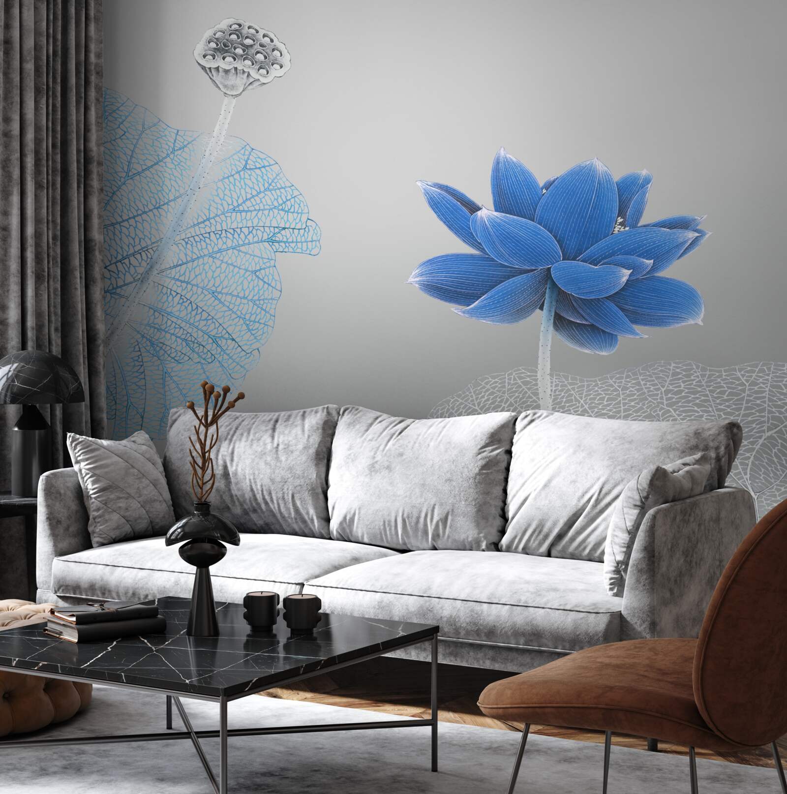 Фотошпалери синя скляна квітка