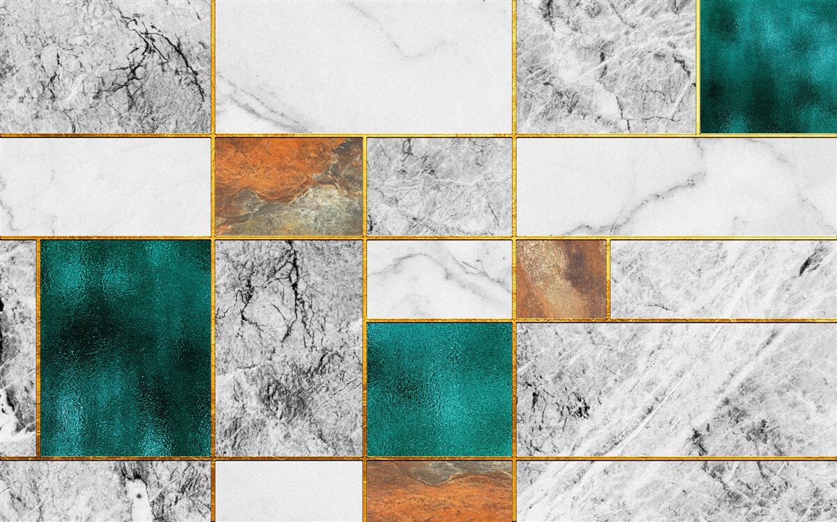 Фотошпалери смарагдова мозаїка зустрічається з сірою