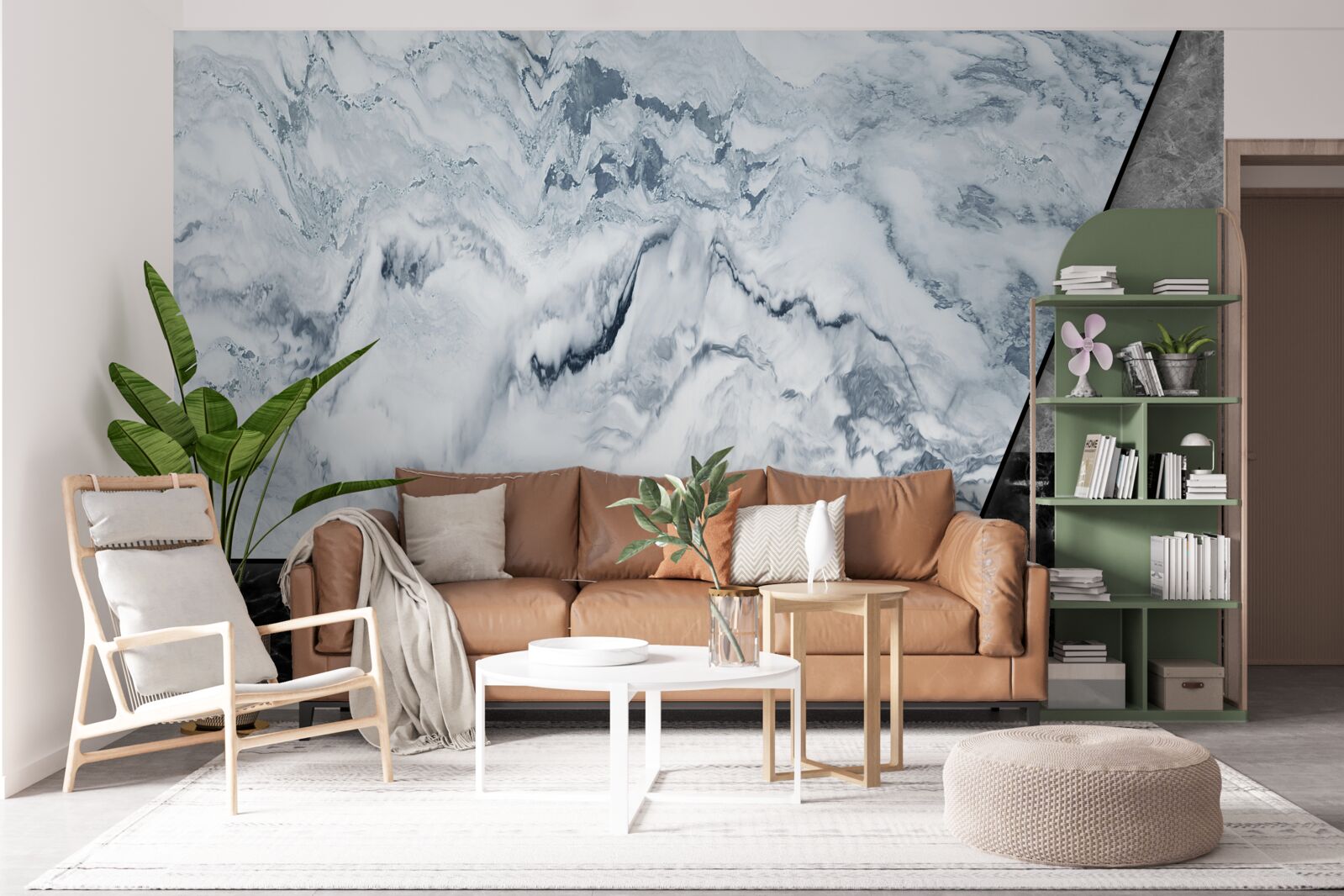 Фотошпалери абстракція з білого та чорного мармуру