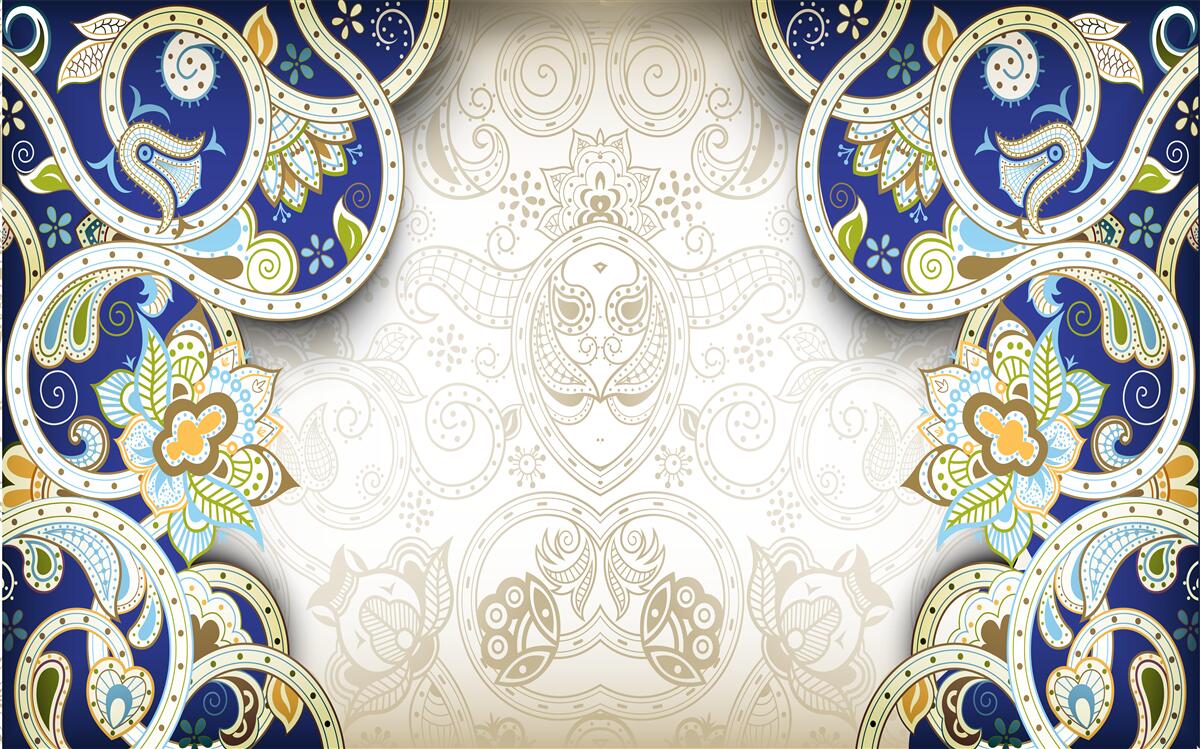 Фотошпалери оздоблення в східному стилі в блакитних тонах