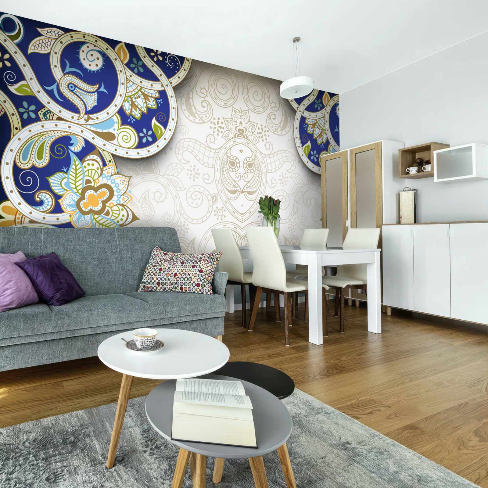 Фотошпалери оздоблення в східному стилі в блакитних тонах