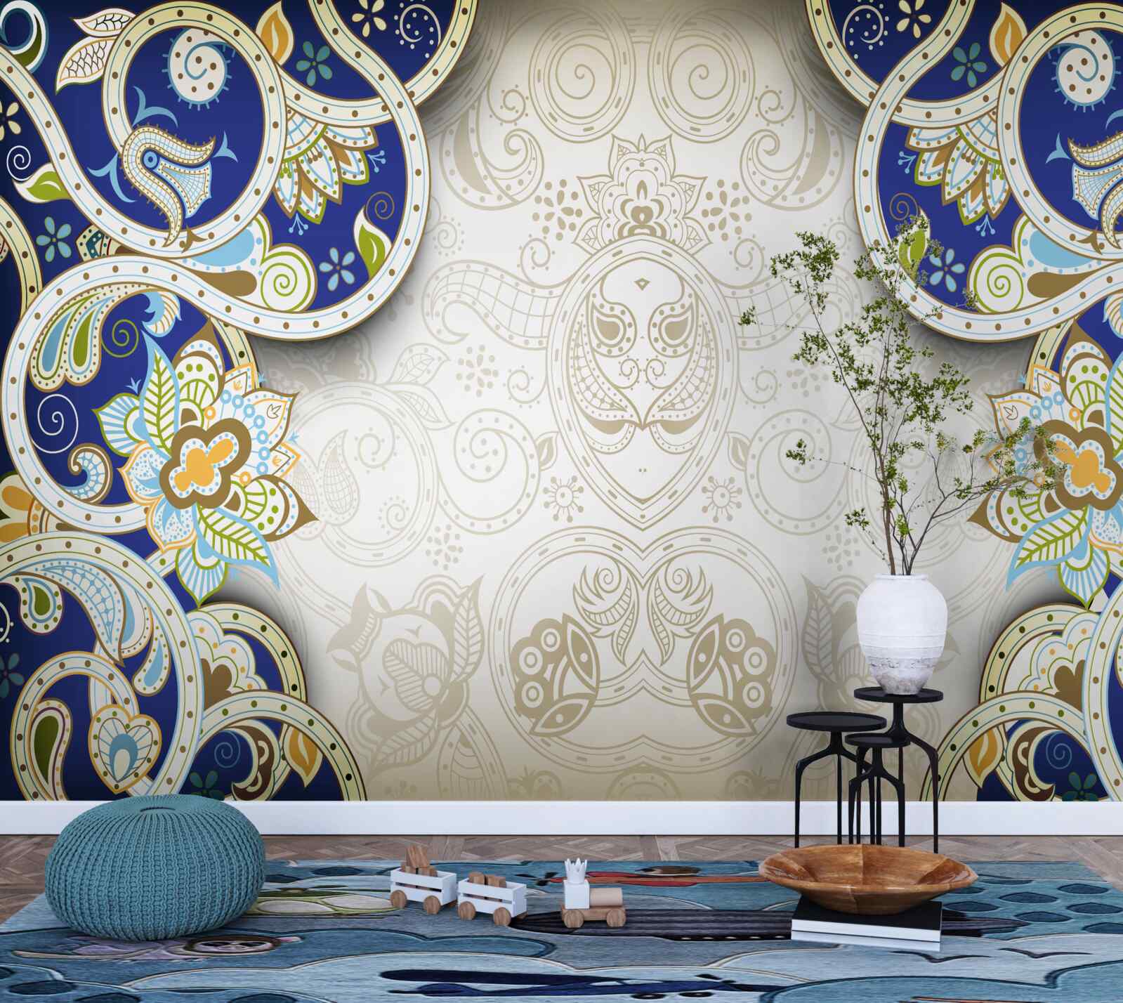 Фотошпалери оздоблення в східному стилі в блакитних тонах