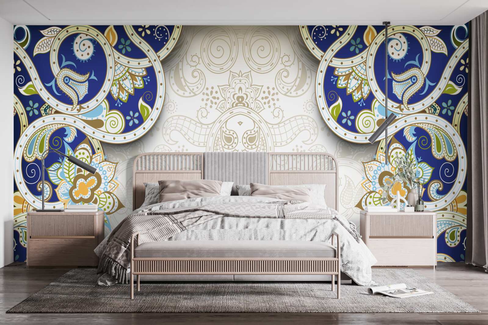 Фотошпалери оздоблення в східному стилі в блакитних тонах