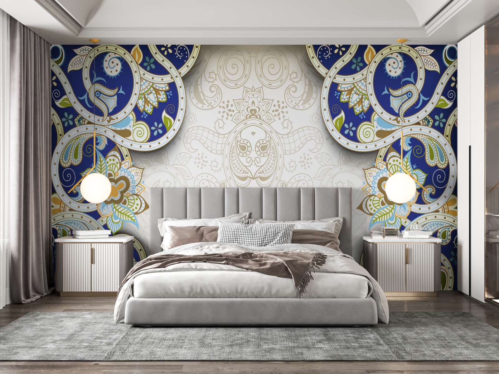 Фотошпалери оздоблення в східному стилі в блакитних тонах