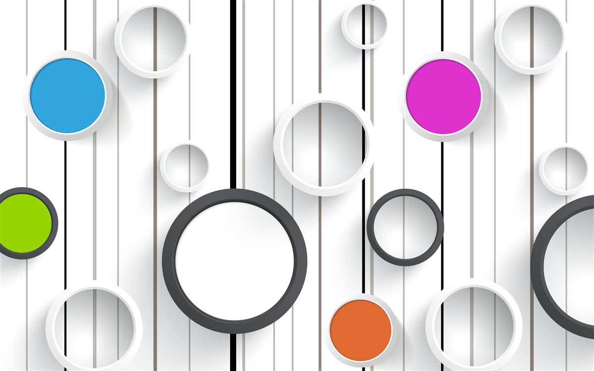 Фотошпалери різнокольорові кола на світлому паркеті