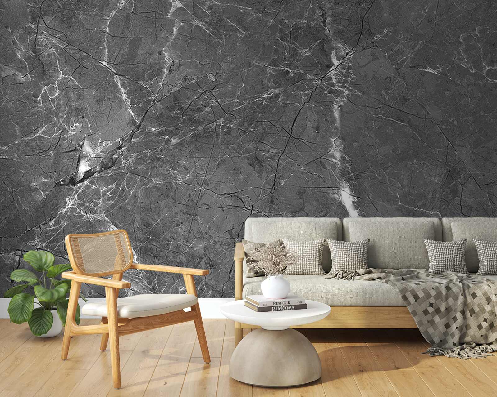 Фотошпалери білі криві на сірому мармурі