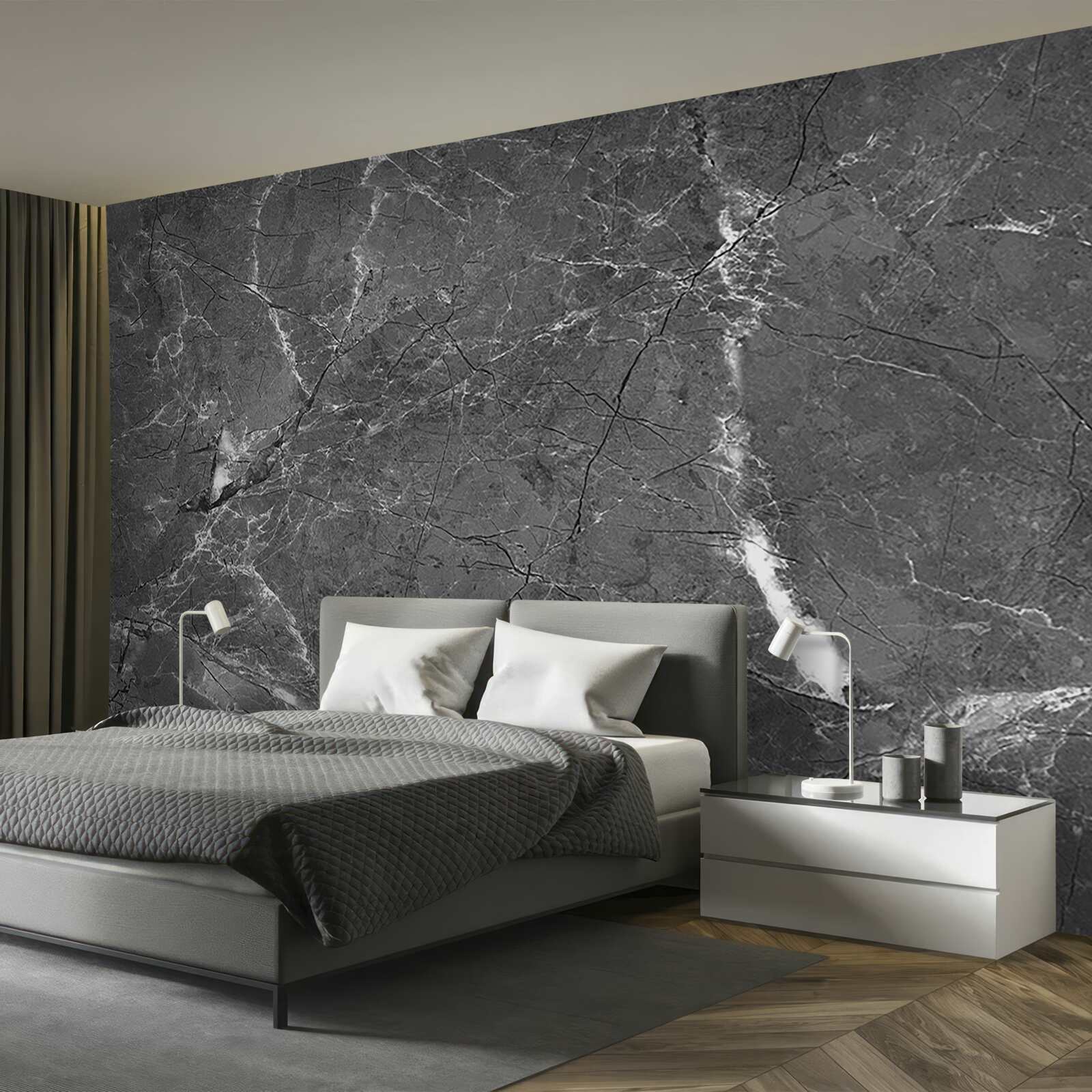 Фотошпалери білі криві на сірому мармурі