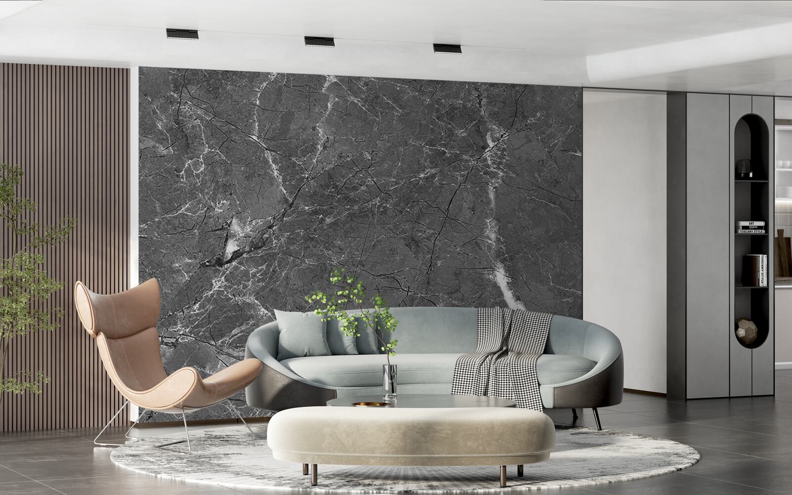 Фотошпалери білі криві на сірому мармурі