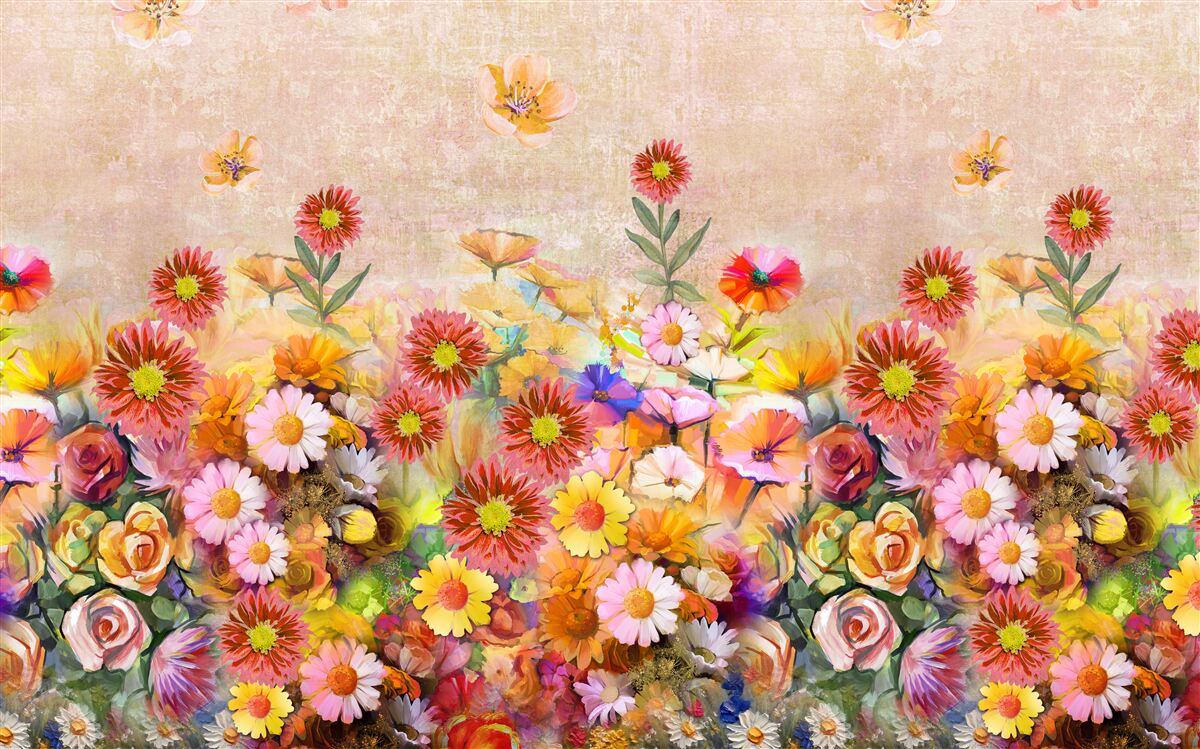Фотошпалери різнокольорові квіти різних видів