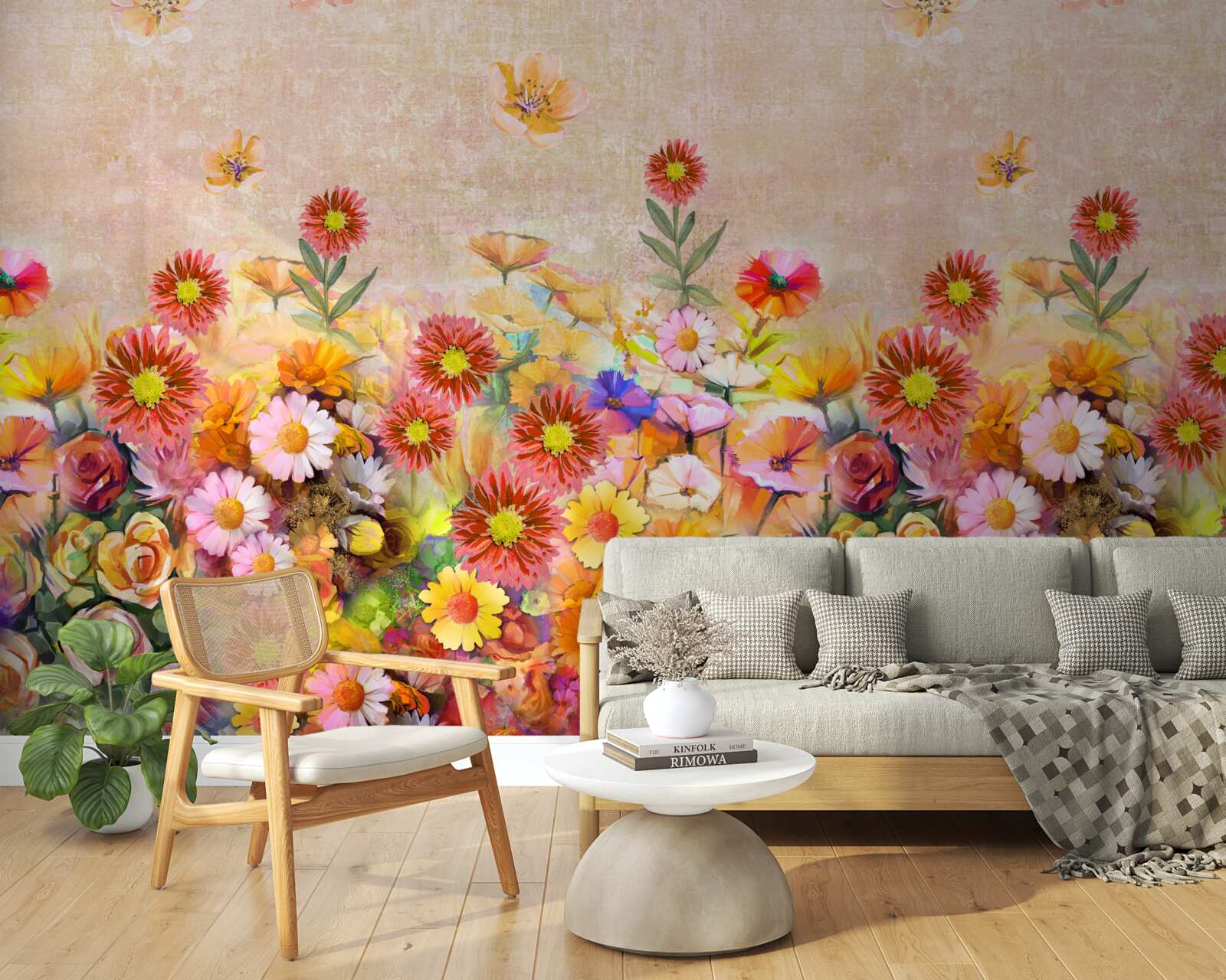 Фотошпалери різнокольорові квіти різних видів