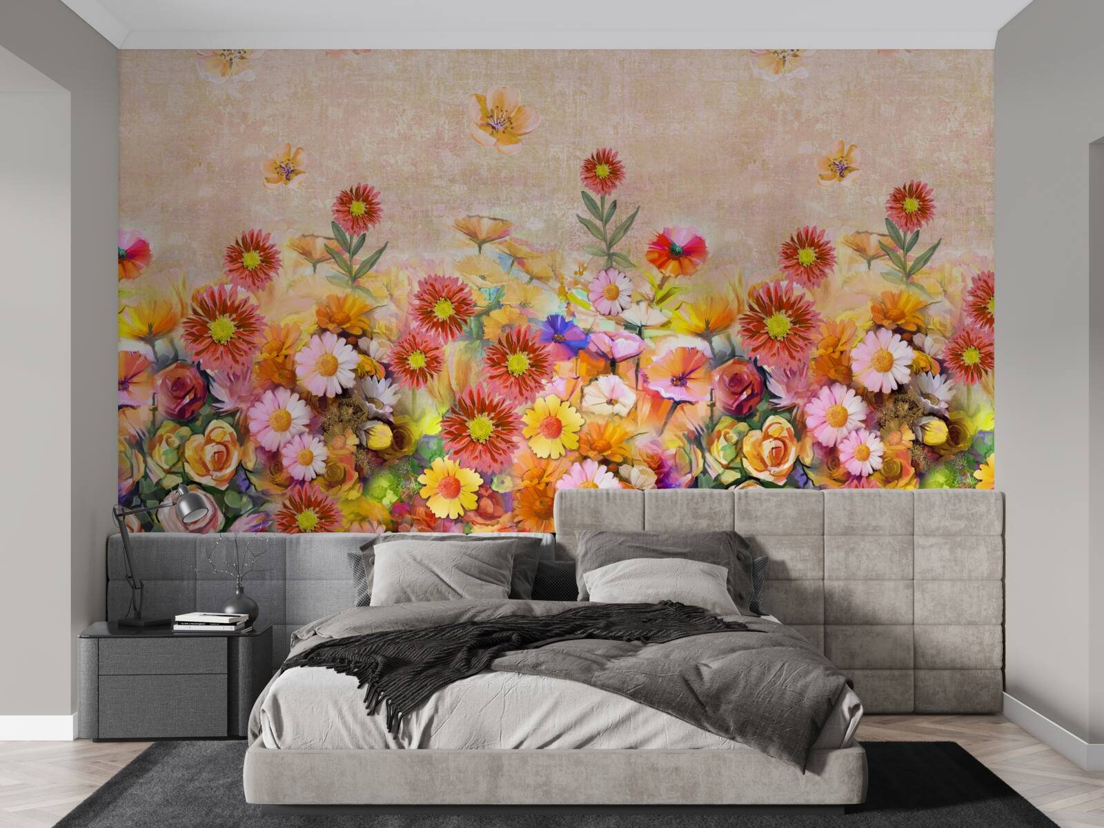 Фотошпалери різнокольорові квіти різних видів