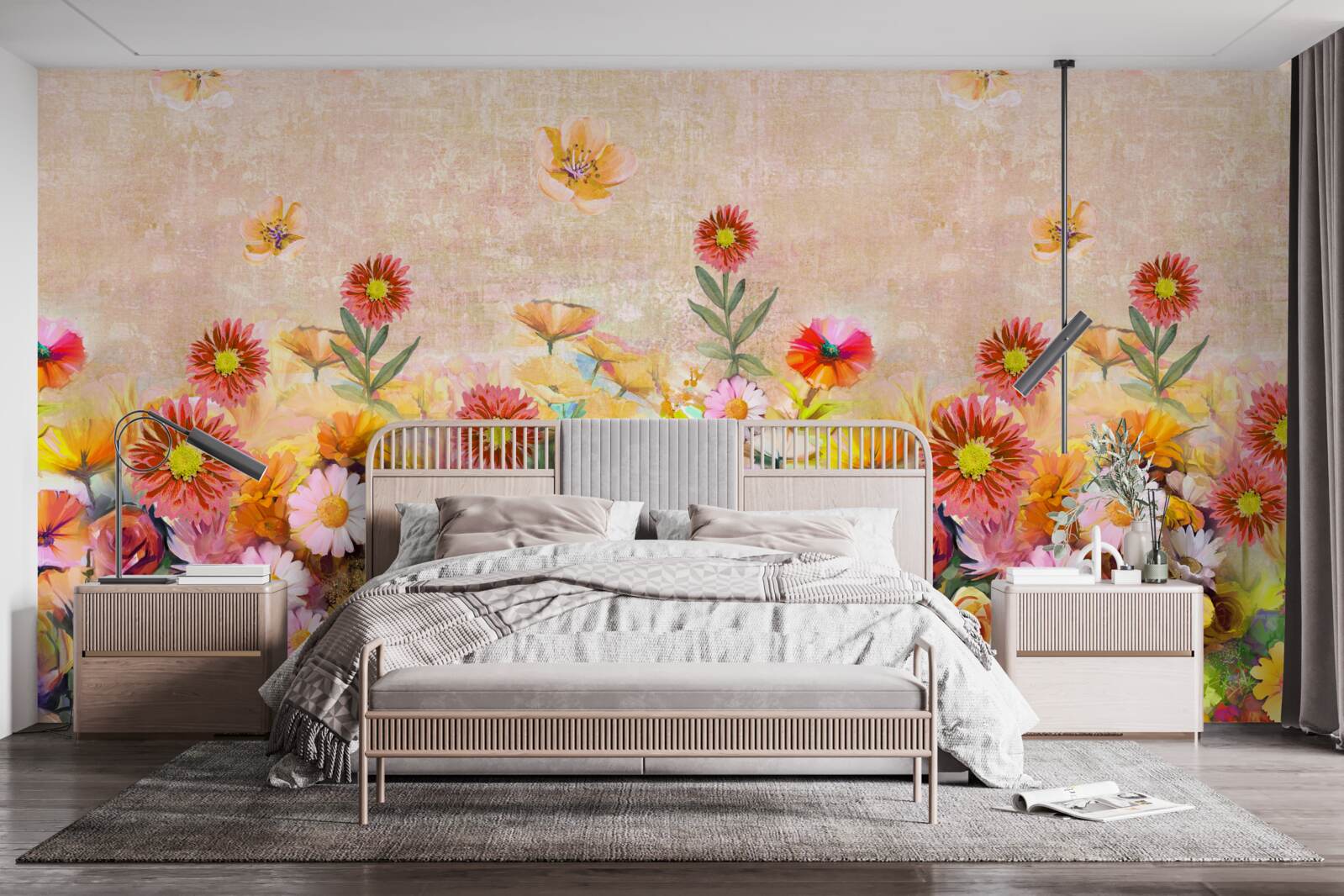 Фотошпалери різнокольорові квіти різних видів