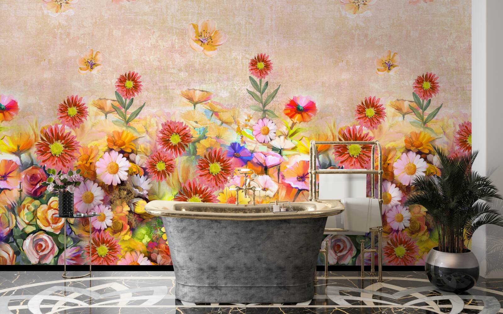 Фотошпалери різнокольорові квіти різних видів