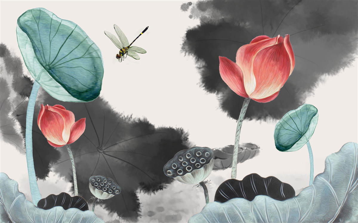 Фотошпалери величні міфічні рослини та літаюча комаха