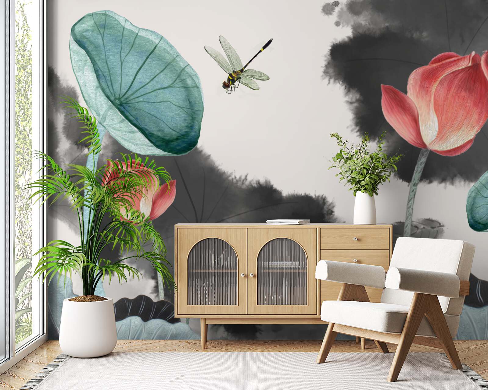 Фотошпалери величні міфічні рослини та літаюча комаха