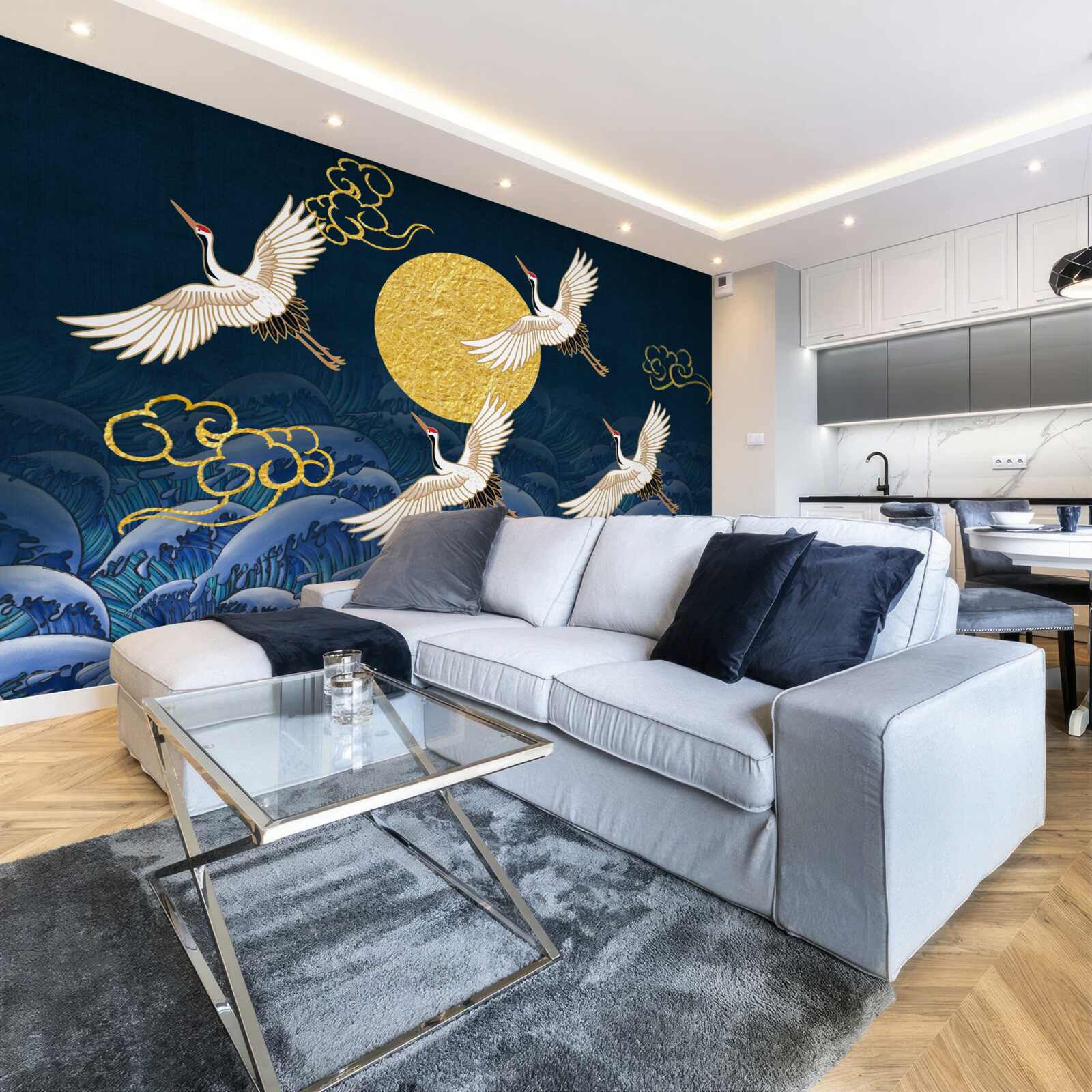 Фотошпалери група журавлів прямує до своєї домівки