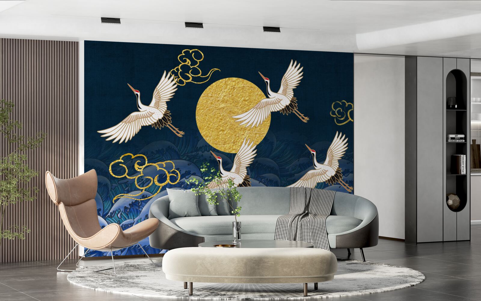 Фотошпалери група журавлів прямує до своєї домівки