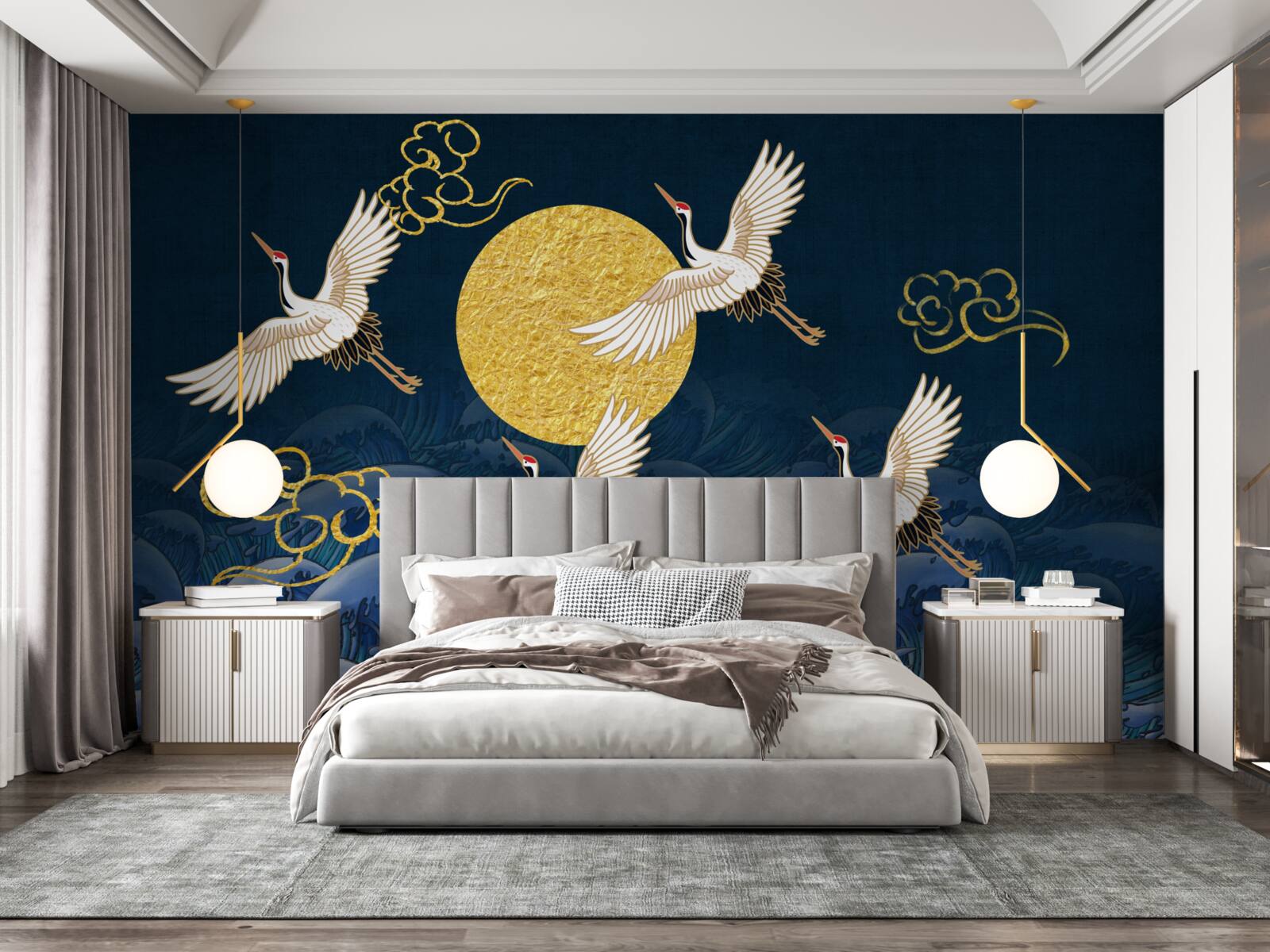 Фотошпалери група журавлів прямує до своєї домівки