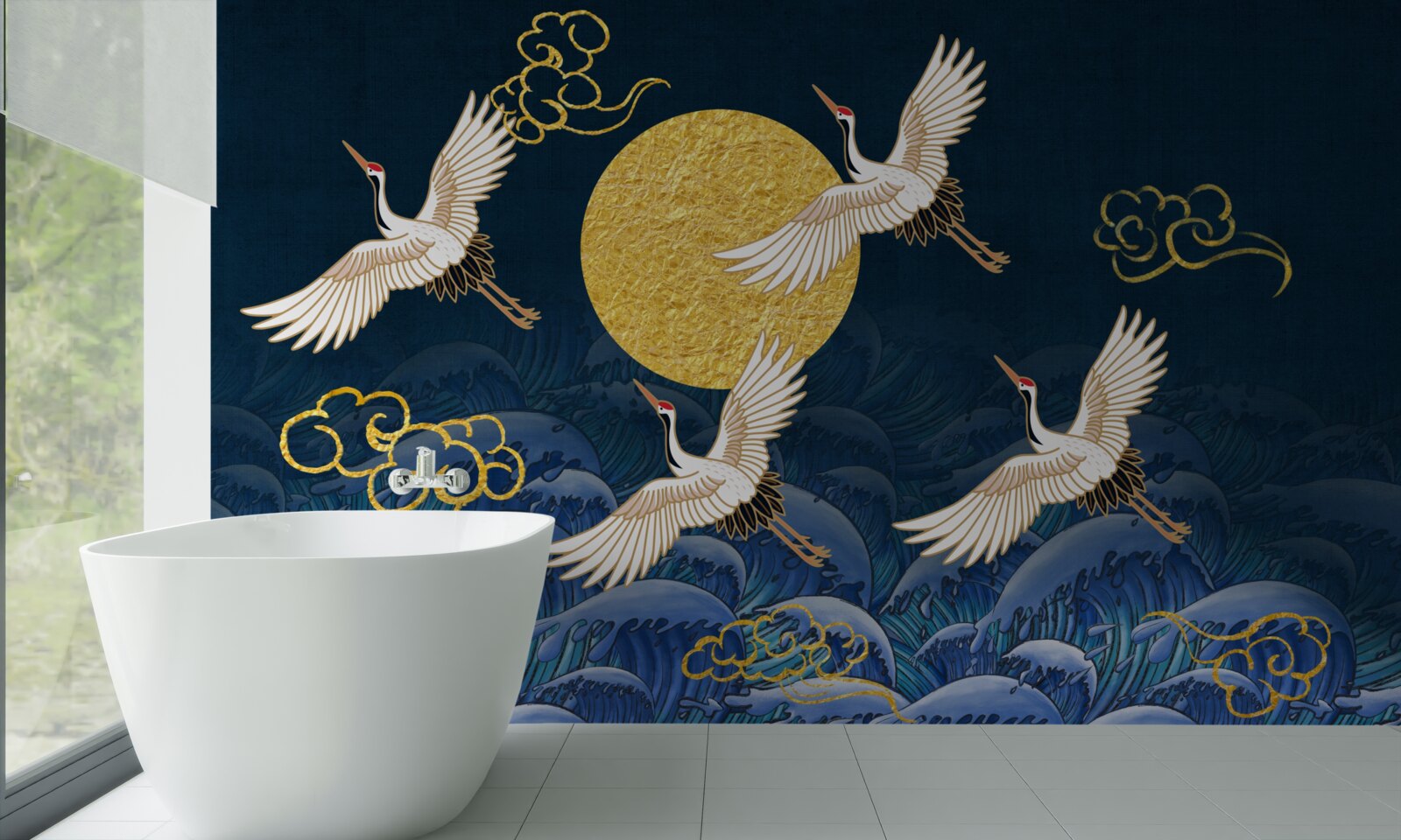 Фотошпалери група журавлів прямує до своєї домівки