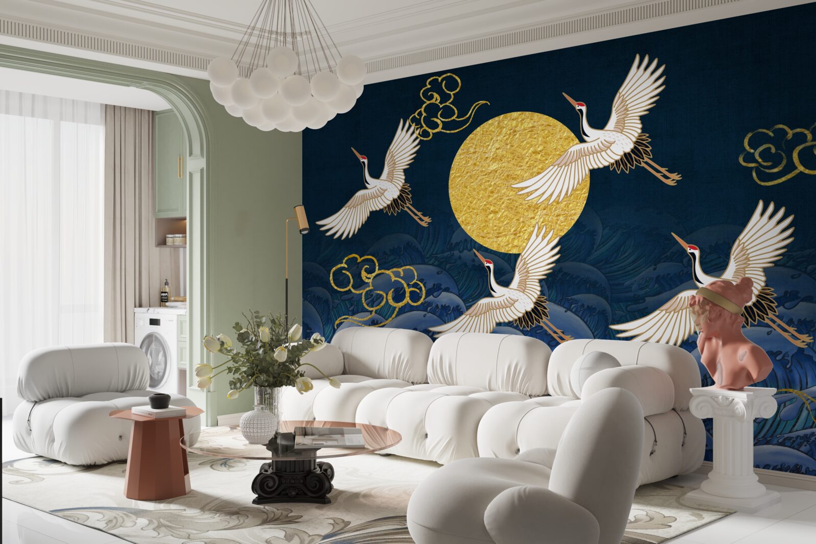 Фотошпалери група журавлів прямує до своєї домівки