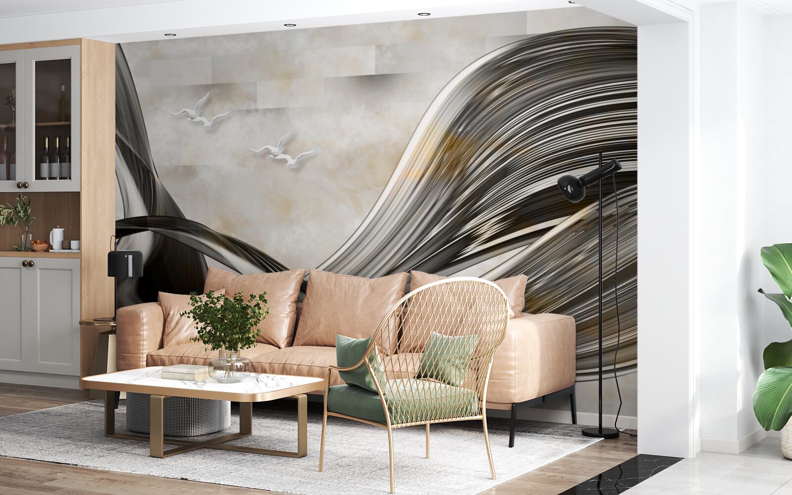 Фотошпалери лінії плавні та абстрактні