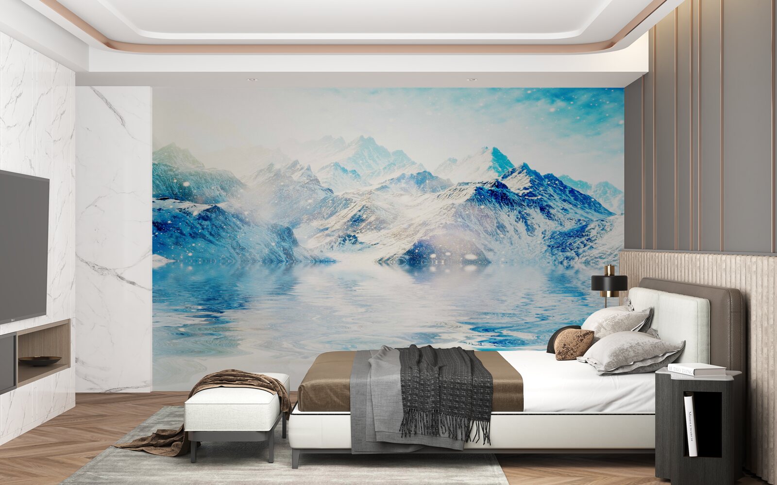 Фотошпалери ранок, оповитий холодом, на замерзлому озері