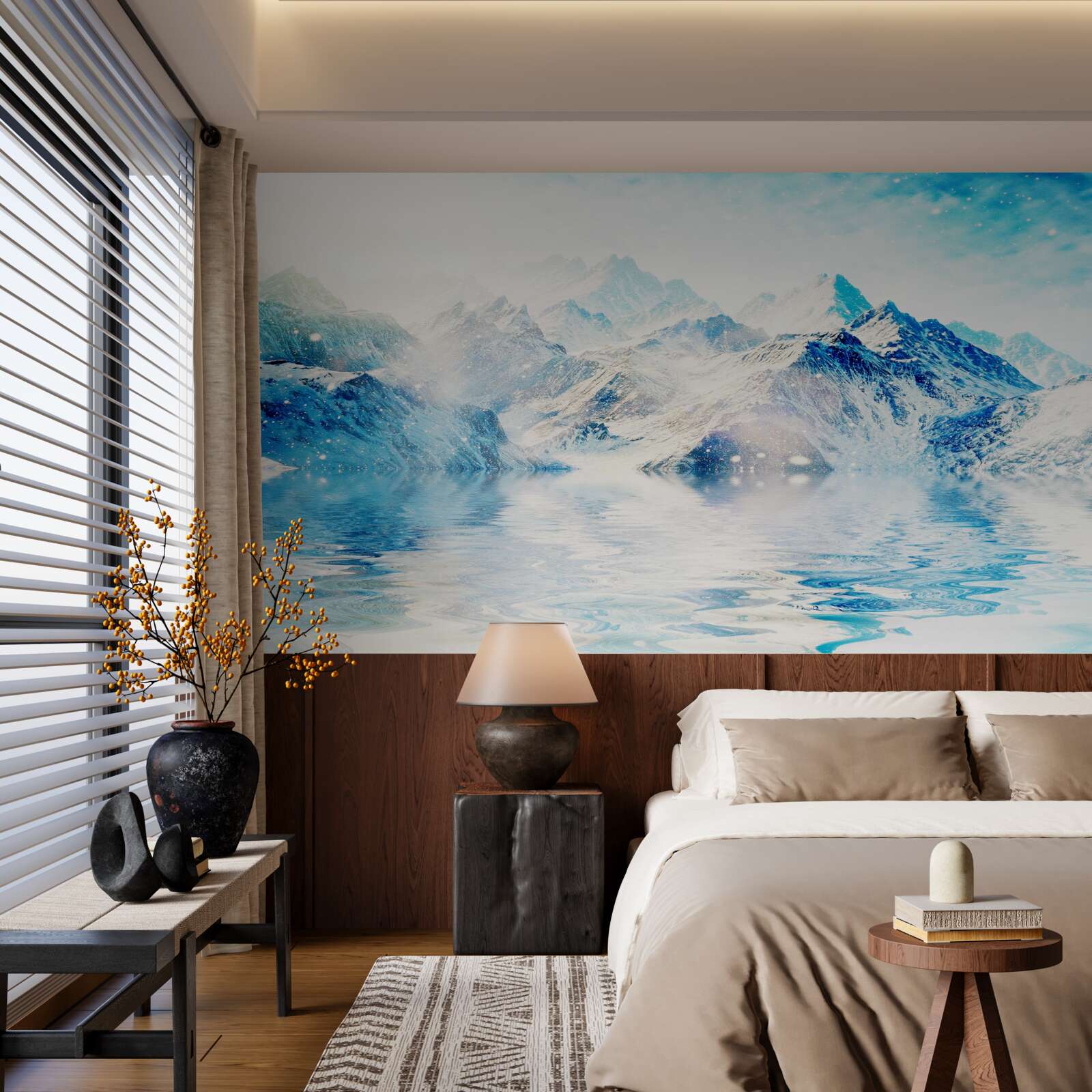 Фотошпалери ранок, оповитий холодом, на замерзлому озері