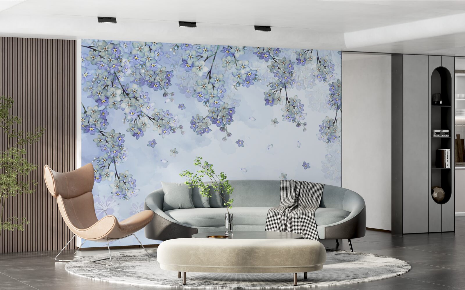 Фотошпалери квітучі дерева в бузкових відтінках