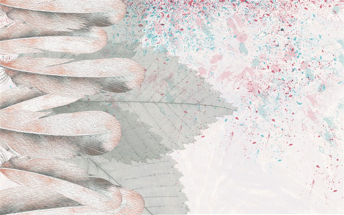 Фотошпалери пір'я та листя модрини