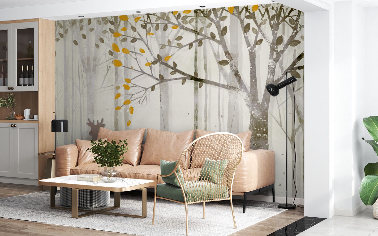 Фотошпалери Осінній ліс, сповнений краси, є домом для оленів