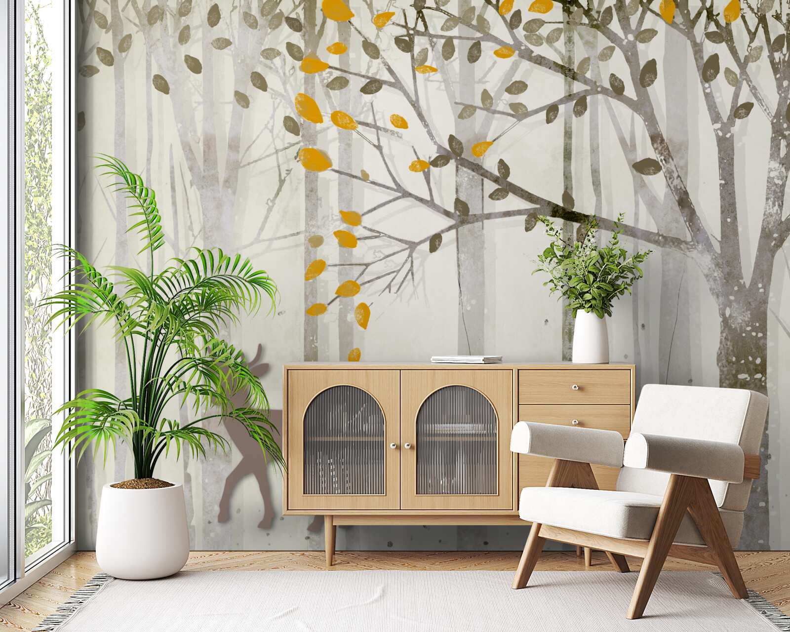 Фотошпалери Осінній ліс, сповнений краси, є домом для оленів