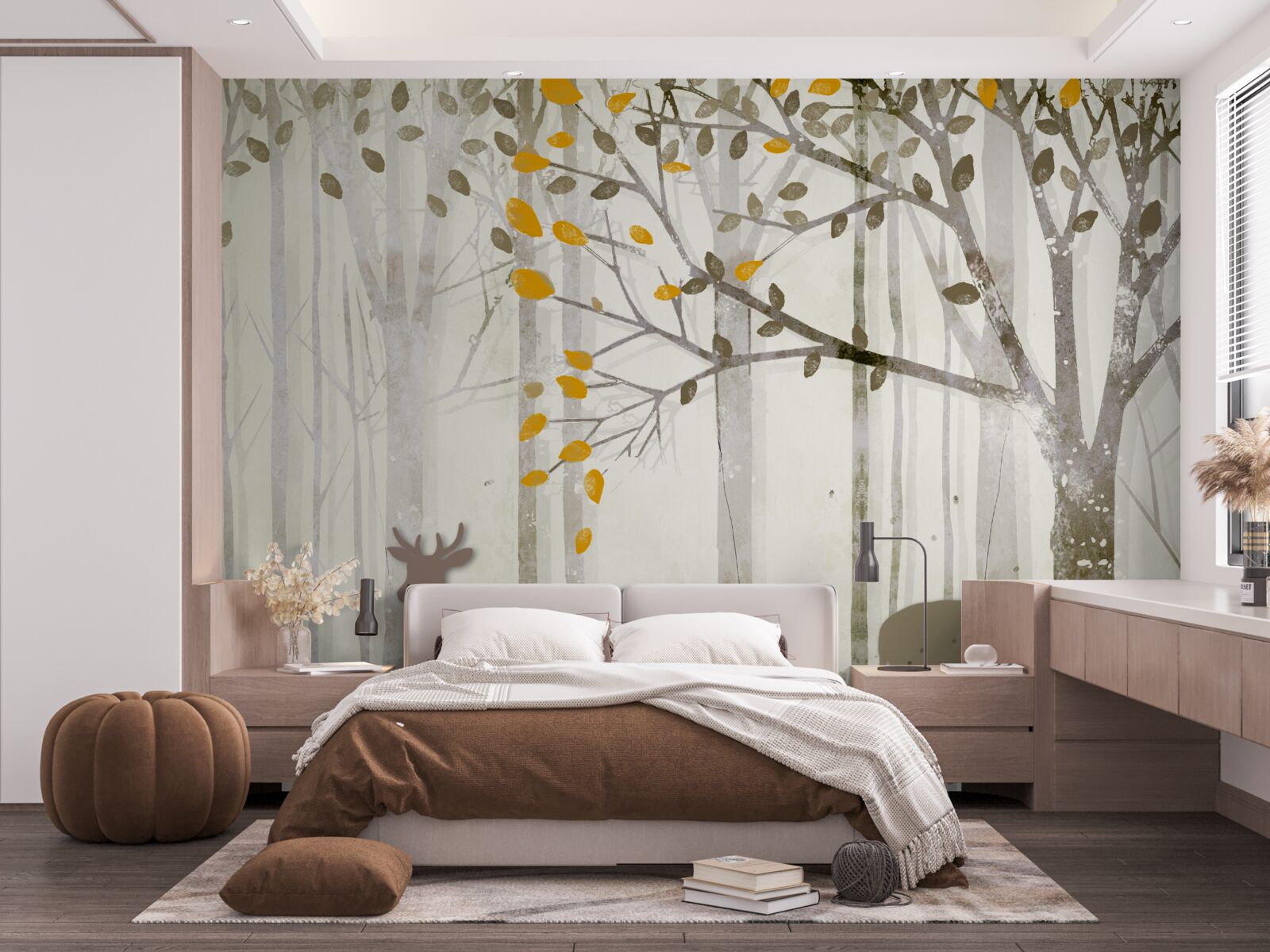 Фотошпалери Осінній ліс, сповнений краси, є домом для оленів