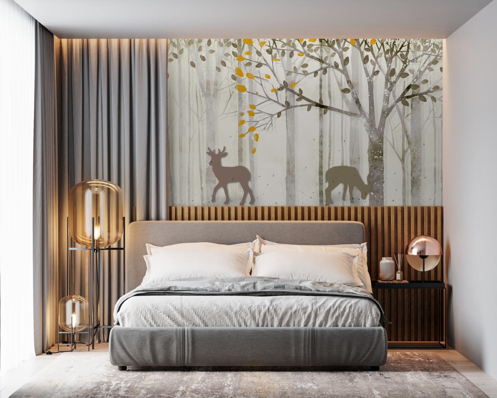 Фотошпалери Осінній ліс, сповнений краси, є домом для оленів