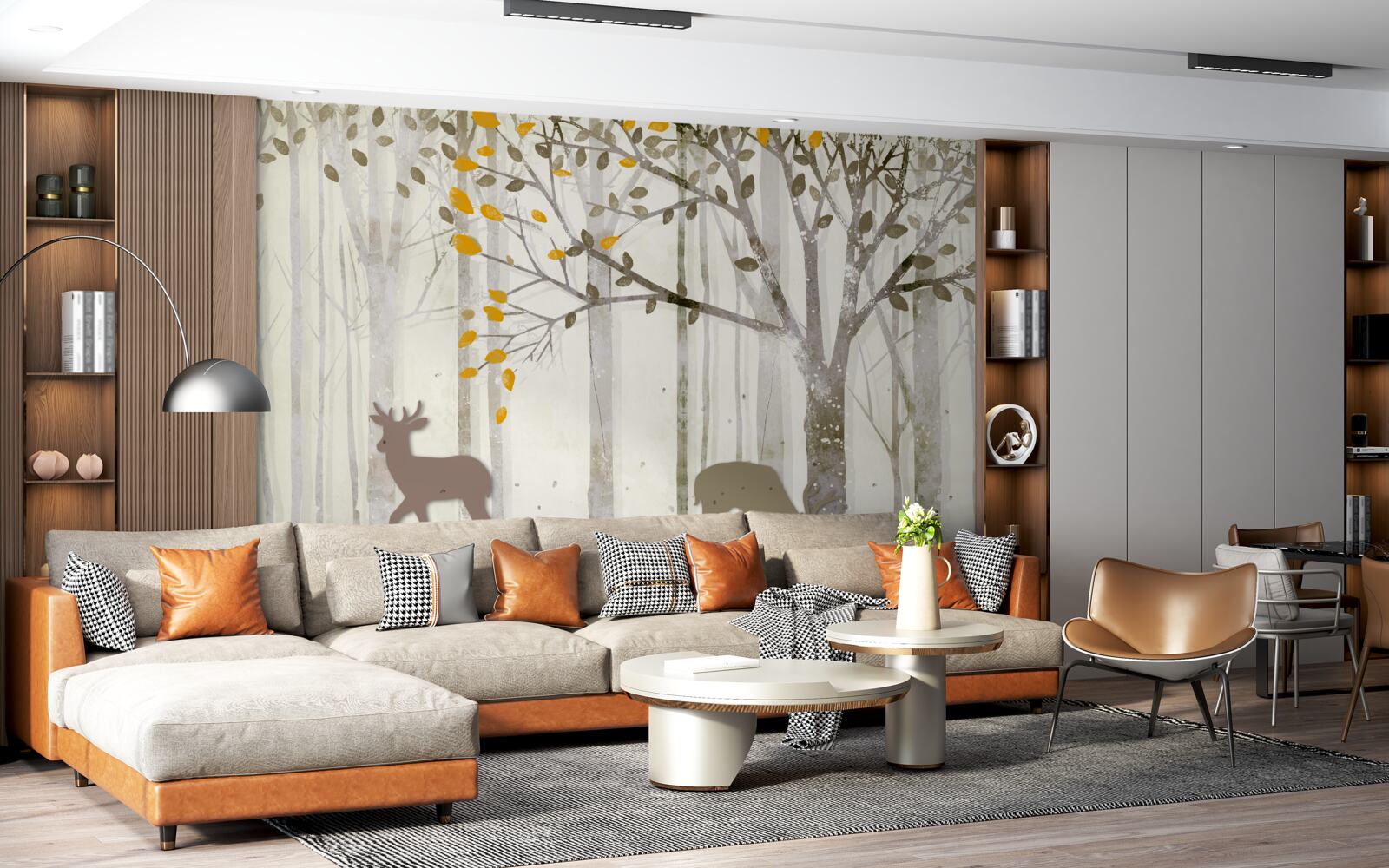 Фотошпалери Осінній ліс, сповнений краси, є домом для оленів