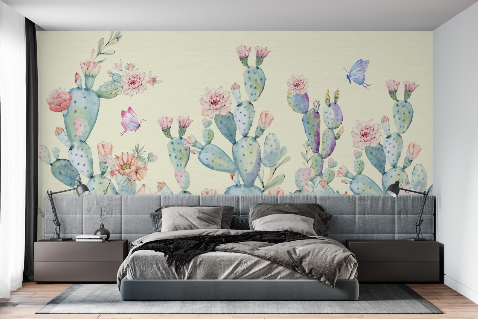 Фотошпалери ніжні акварельні кактуси