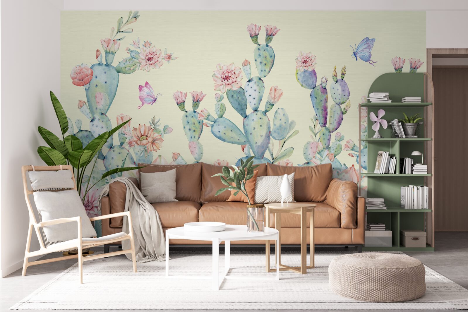 Фотошпалери ніжні акварельні кактуси