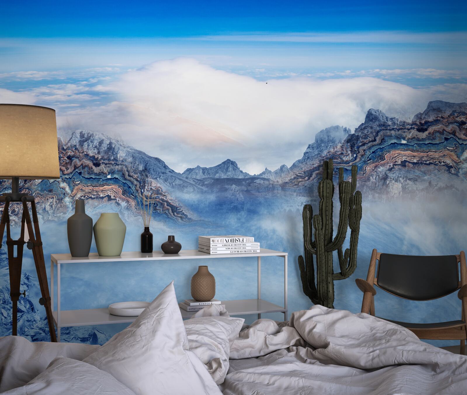 Фотошпалери скелясті вершини оповиті густим туманом