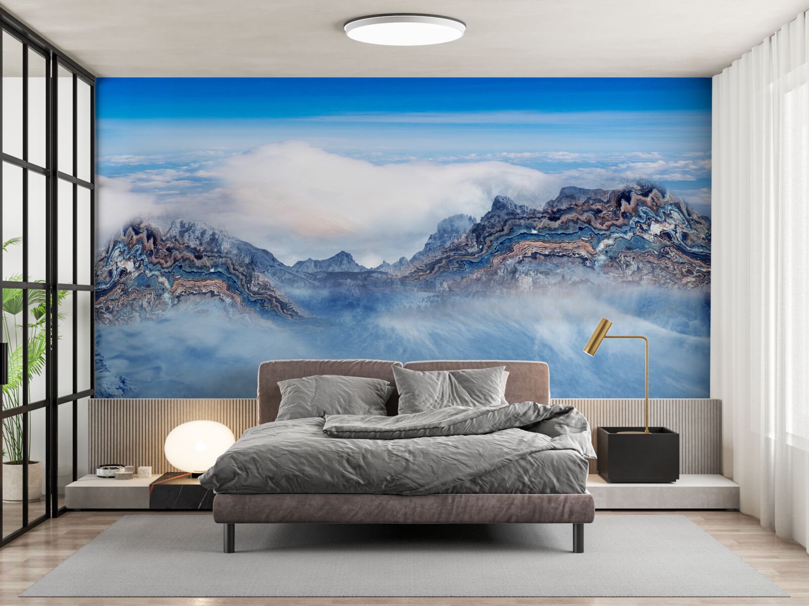 Фотошпалери скелясті вершини оповиті густим туманом