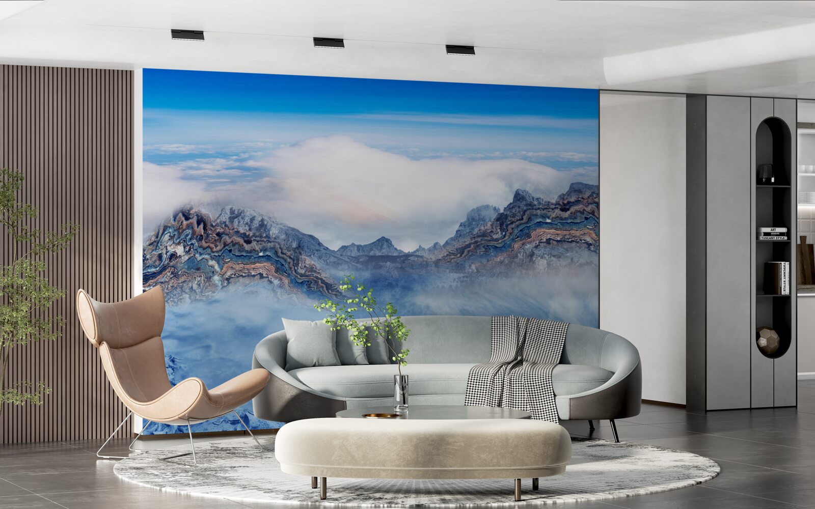 Фотошпалери скелясті вершини оповиті густим туманом