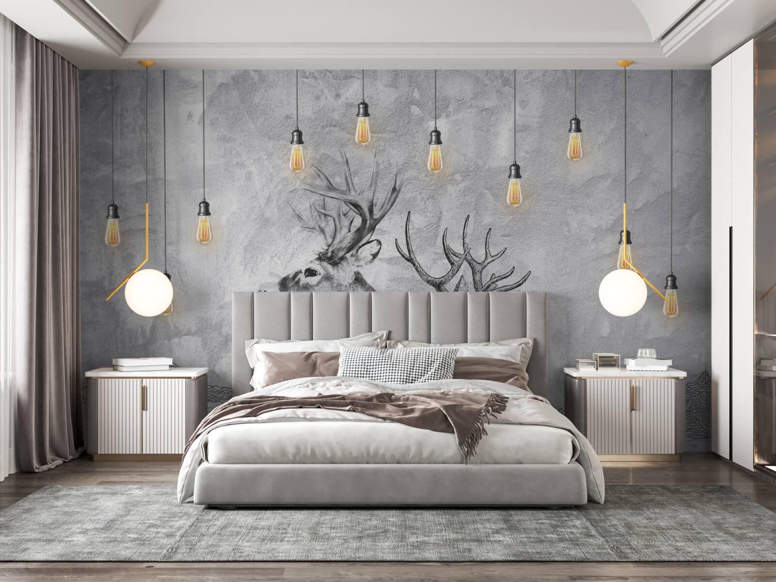 Фотошпалери сім'я оленів на тлі природи стає мальовничим портретом