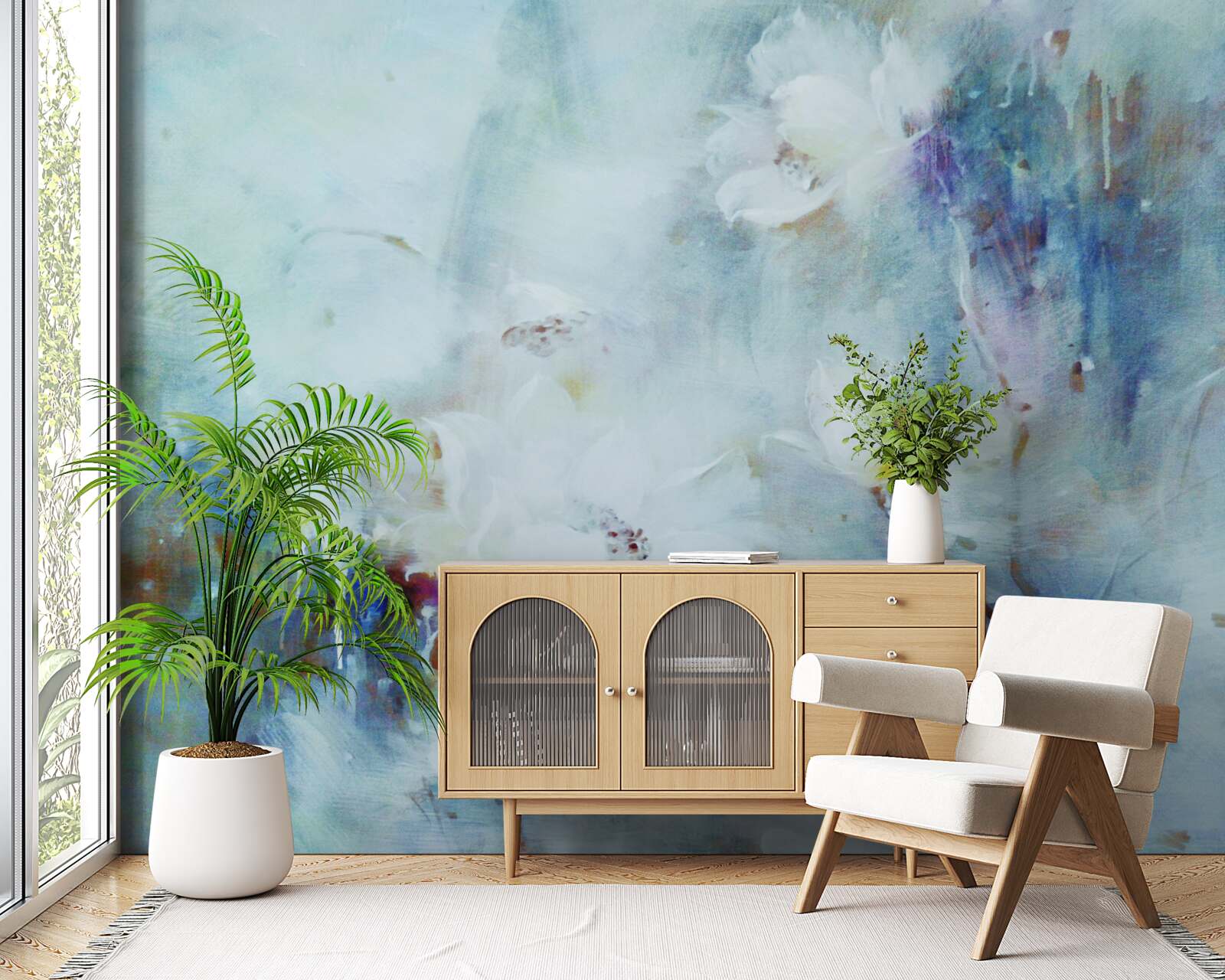 Фотошпалери квітковий безлад в акварелі