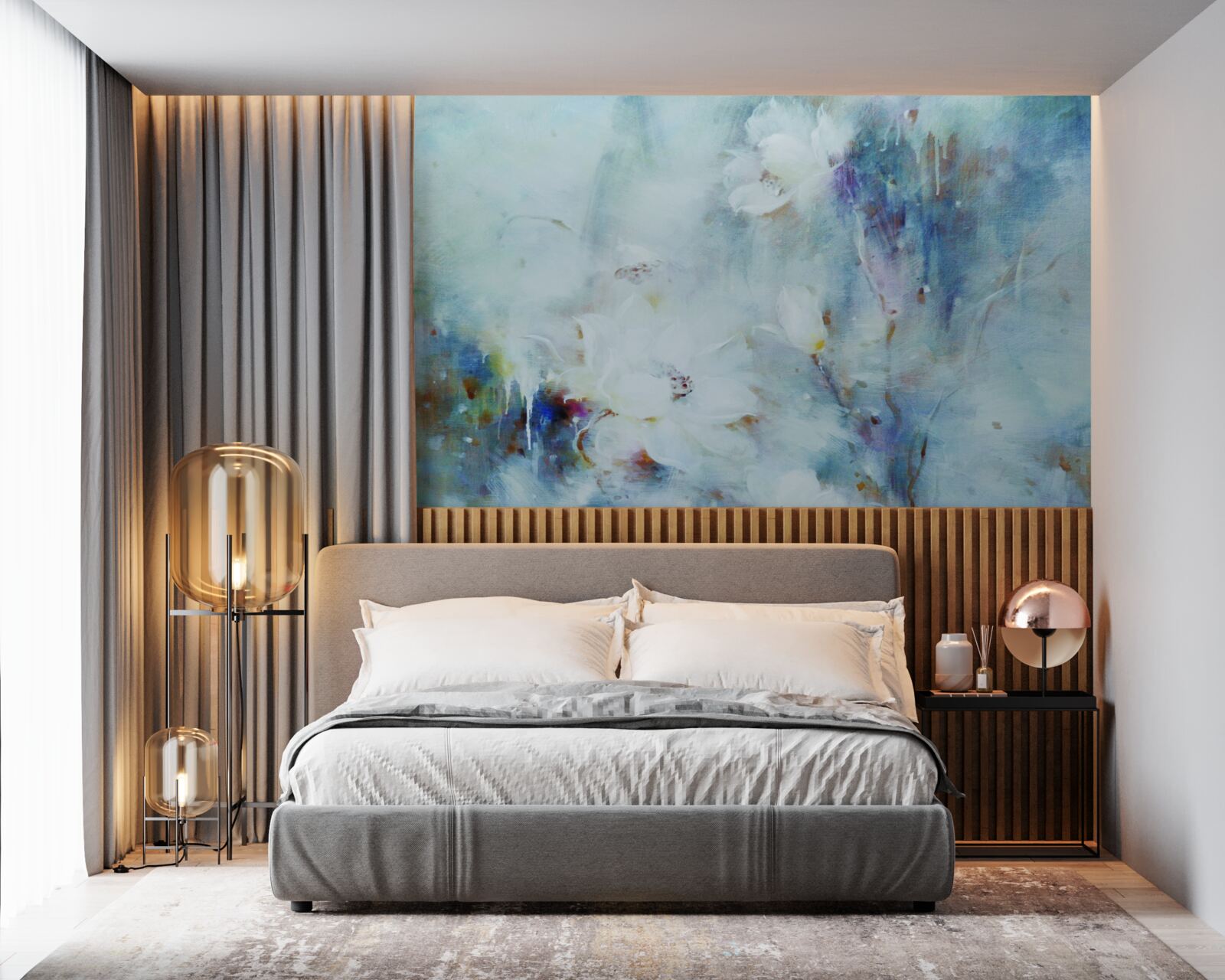 Фотошпалери квітковий безлад в акварелі