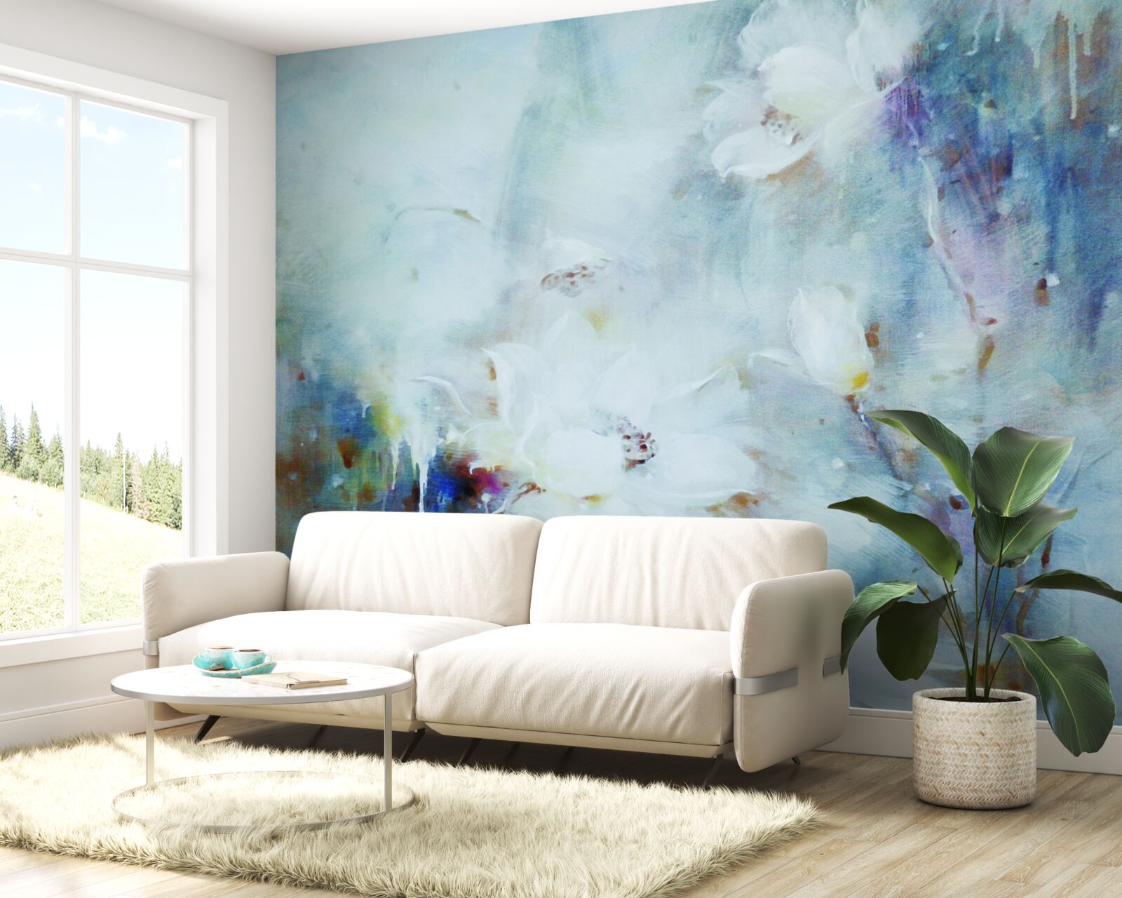 Фотошпалери квітковий безлад в акварелі