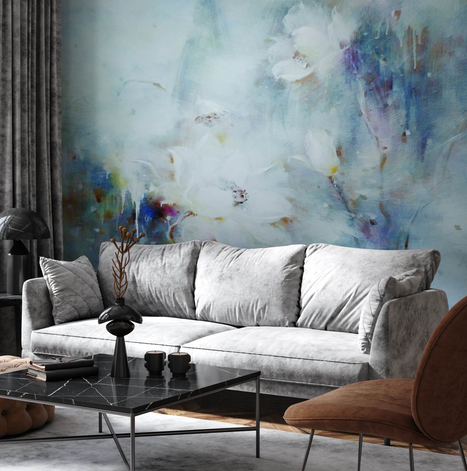 Фотошпалери квітковий безлад в акварелі