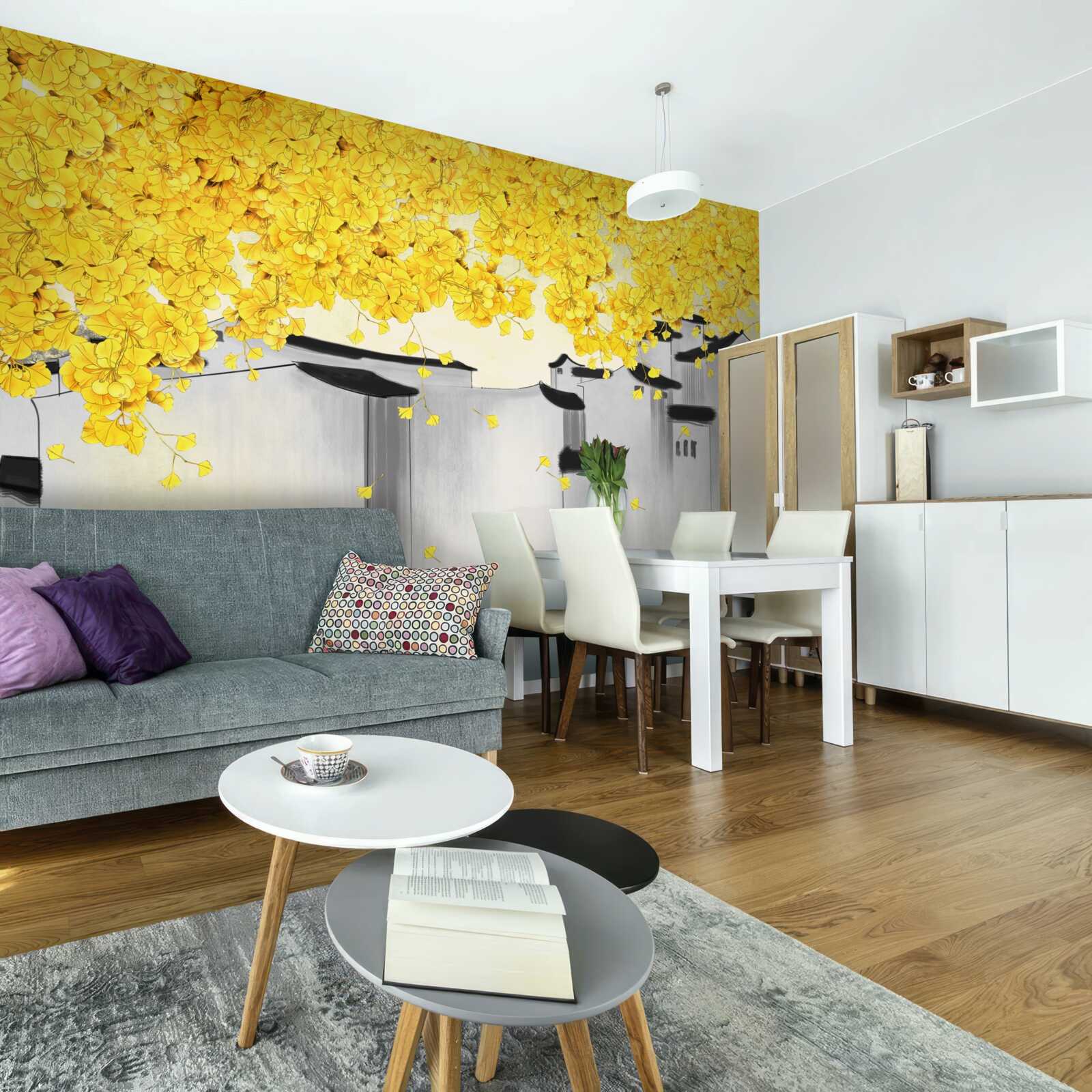 Фотошпалери пишні рослини здіймаються над дахами будівель